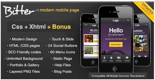 Bitter Mobile Page - Flexible Design + Extras
