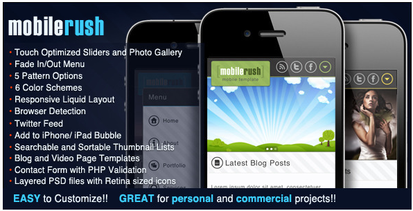 MobileRush Liquid Mobile Site Template - 6 Colors