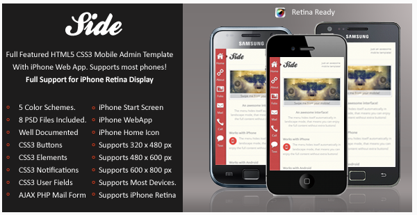 Side Mobile Retina | HTML5 & CSS3 And iWebApp