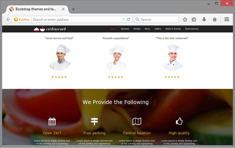 My Restaurant Bootstrap Theme