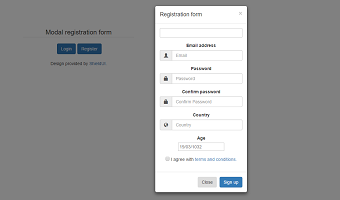 A responsive login and registration template with modal.