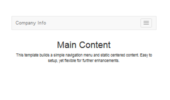 Bootstrap template, demonstrating navigation with centered content