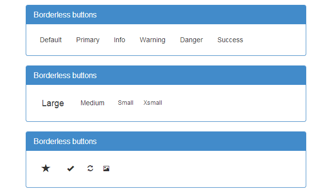 Bootstrap template, demonstrating a sample of buttons nested in a panel