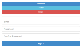 Bootstrap template, demonstrating a sample login page with social buttons