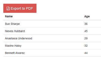 Export an HTML TABLE to PDF