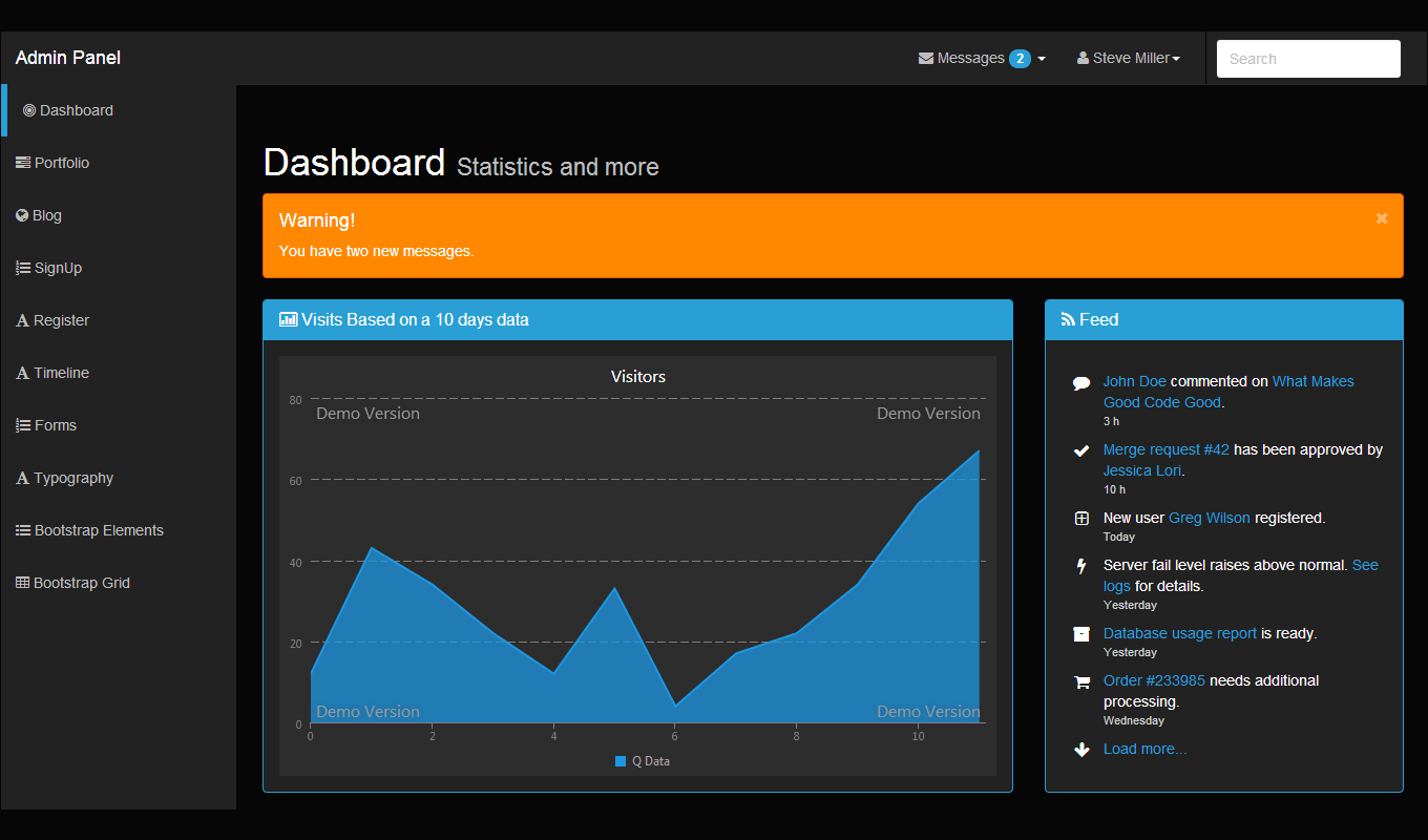 Dark Admin - Admin bootstrap theme with dark colors